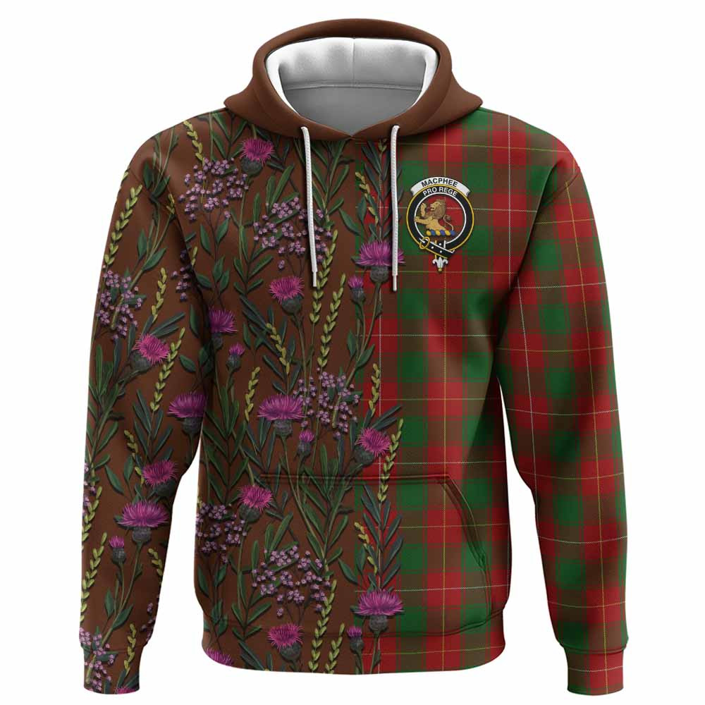 ScotsTee Shop Scottish MacPhee (McPhee) Family Crest Tartan Hoodie Scottish Thistle Flower Half Style