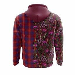 ScotsTee Shop Scottish Hamilton Family Crest Tartan Hoodie Scottish Thistle Flower Half Style