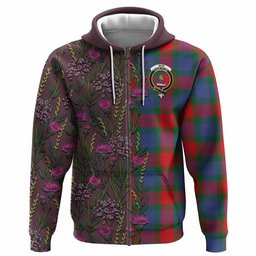 ScotsTee Shop Scottish Mar Family Crest Tartan Hoodie Scottish Thistle Flower Half Style