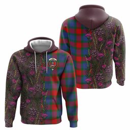 ScotsTee Shop Scottish Mar Family Crest Tartan Hoodie Scottish Thistle Flower Half Style