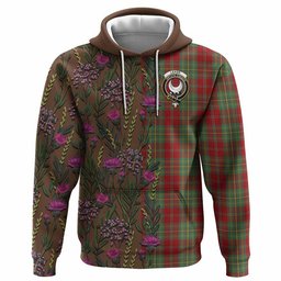 ScotsTee Shop Scottish Leask Family Crest Tartan Hoodie Scottish Thistle Flower Half Style