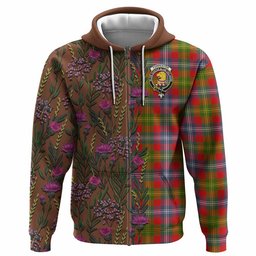 ScotsTee Shop Scottish Forrester (Foster) Family Crest Tartan Hoodie Scottish Thistle Flower Half Style