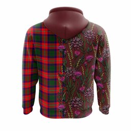 ScotsTee Shop Scottish Hopkirk Family Crest Tartan Hoodie Scottish Thistle Flower Half Style
