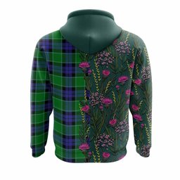 ScotsTee Shop Scottish Monteith Family Crest Tartan Hoodie Scottish Thistle Flower Half Style