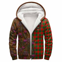 ScotsTee Shop Scottish Moncrieff (Moncreiffe) Family Crest Tartan Hoodie Scottish Thistle Flower Half Style