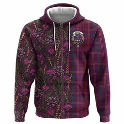 ScotsTee Shop Scottish McCall (Caithness) Family Crest Tartan Hoodie Scottish Thistle Flower Half Style