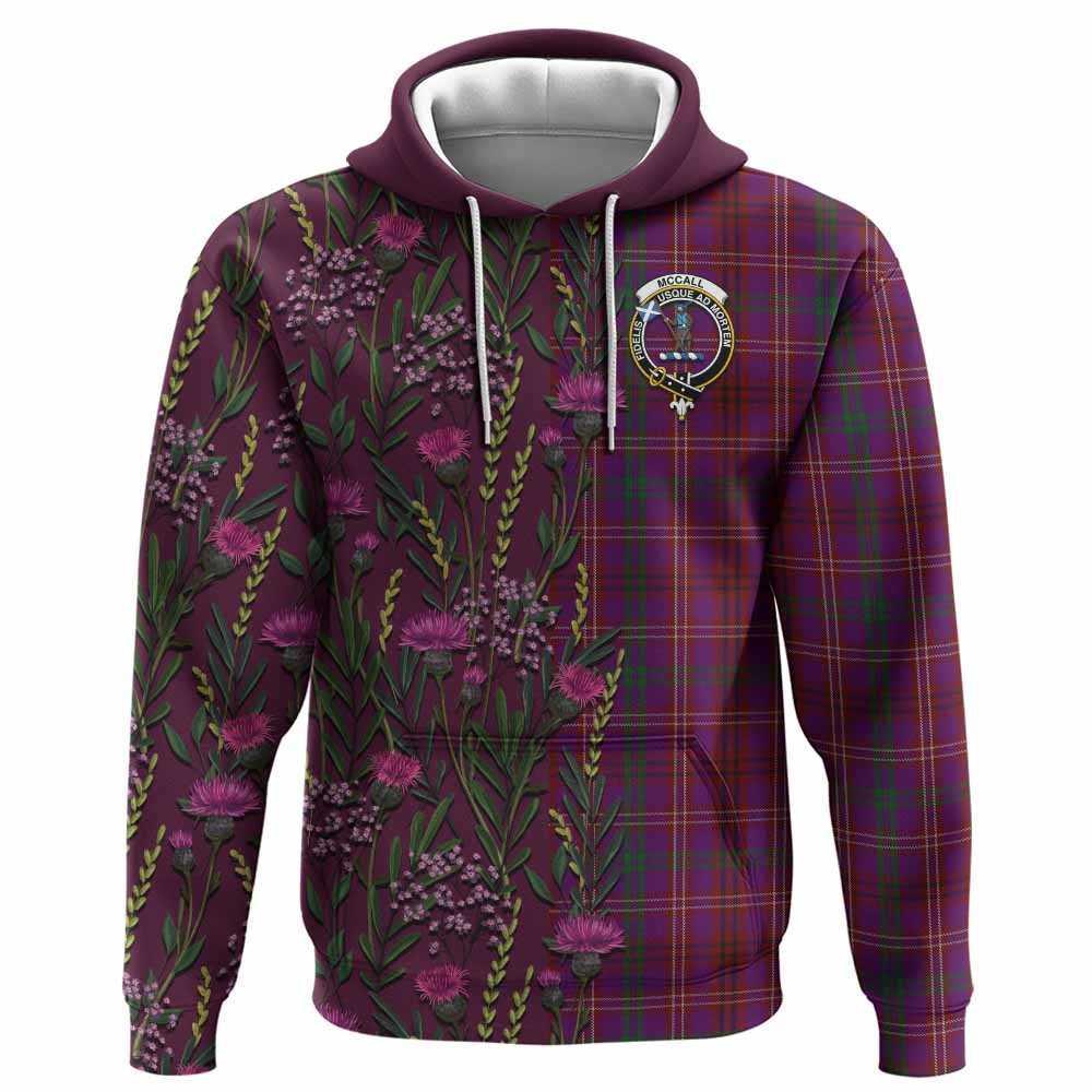 ScotsTee Shop Scottish McCall (Caithness) Family Crest Tartan Hoodie Scottish Thistle Flower Half Style