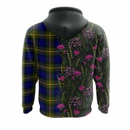 ScotsTee Shop Scottish Muir Family Crest Tartan Hoodie Scottish Thistle Flower Half Style