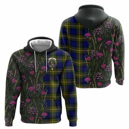 ScotsTee Shop Scottish Muir Family Crest Tartan Hoodie Scottish Thistle Flower Half Style