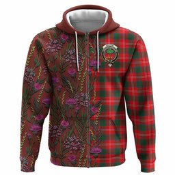 ScotsTee Shop Scottish Fenton Family Crest Tartan Hoodie Scottish Thistle Flower Half Style