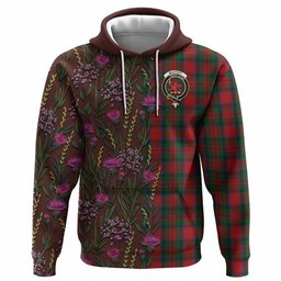 ScotsTee Shop Scottish MacDuff (McDuff) Family Crest Tartan Hoodie Scottish Thistle Flower Half Style