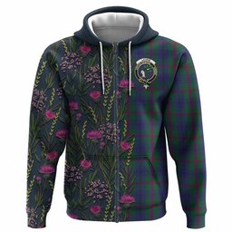ScotsTee Shop Scottish Laurie Family Crest Tartan Hoodie Scottish Thistle Flower Half Style