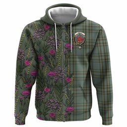 ScotsTee Shop Scottish Kelly Family Crest Tartan Hoodie Scottish Thistle Flower Half Style