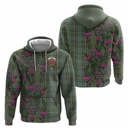 ScotsTee Shop Scottish Kelly Family Crest Tartan Hoodie Scottish Thistle Flower Half Style