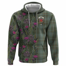 ScotsTee Shop Scottish Kelly Family Crest Tartan Hoodie Scottish Thistle Flower Half Style