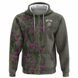 ScotsTee Shop Scottish Haig Family Crest Tartan Hoodie Scottish Thistle Flower Half Style