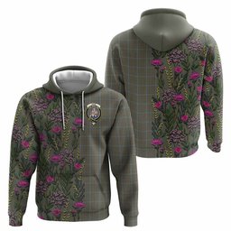 ScotsTee Shop Scottish Haig Family Crest Tartan Hoodie Scottish Thistle Flower Half Style