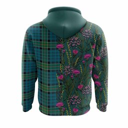 ScotsTee Shop Scottish Kirkpatrick Family Crest Tartan Hoodie Scottish Thistle Flower Half Style