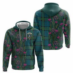 ScotsTee Shop Scottish Kirkpatrick Family Crest Tartan Hoodie Scottish Thistle Flower Half Style