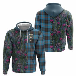 ScotsTee Shop Scottish Garden (Gardyne) Family Crest Tartan Hoodie Scottish Thistle Flower Half Style