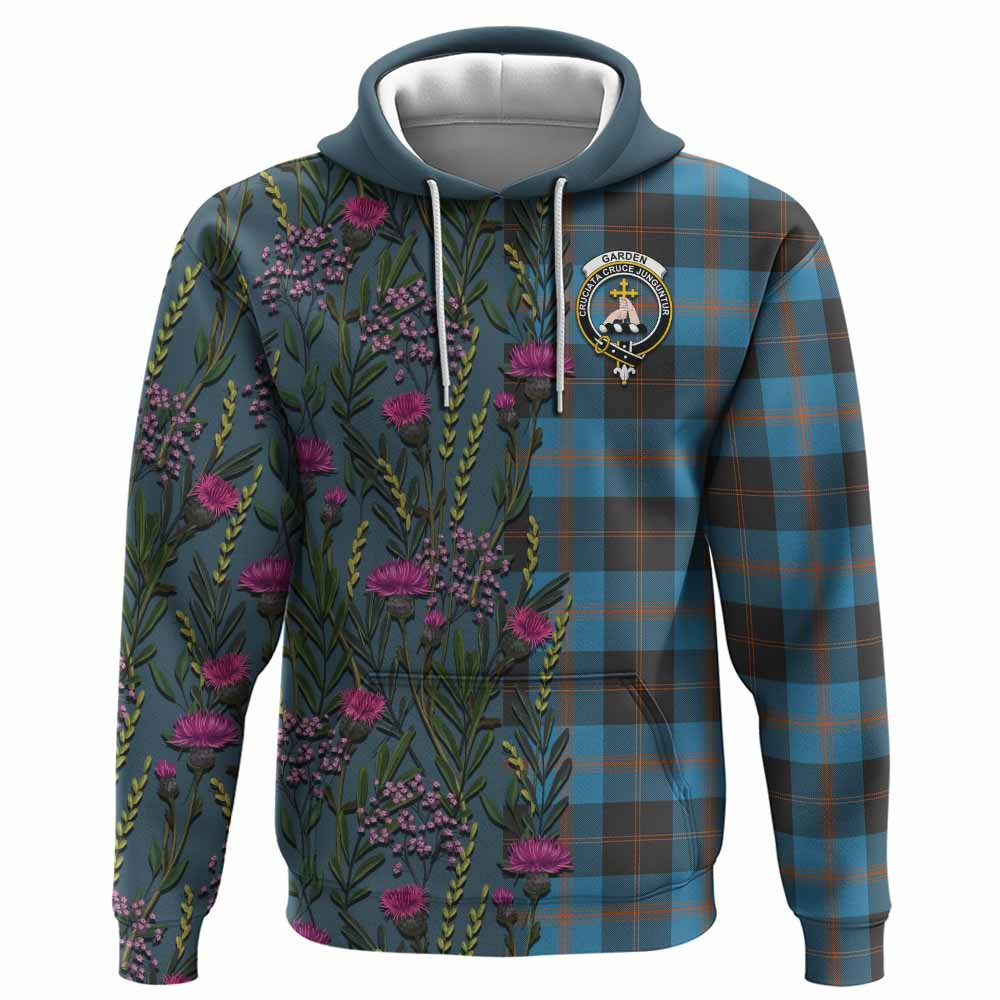 ScotsTee Shop Scottish Garden (Gardyne) Family Crest Tartan Hoodie Scottish Thistle Flower Half Style