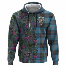 ScotsTee Shop Scottish Garden (Gardyne) Family Crest Tartan Hoodie Scottish Thistle Flower Half Style