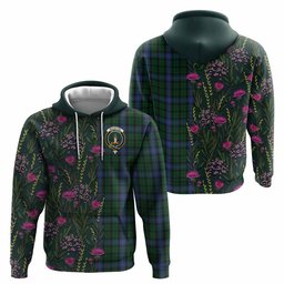 ScotsTee Shop Scottish MacIntyre (McIntyre) Family Crest Tartan Hoodie Scottish Thistle Flower Half Style