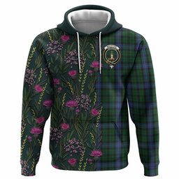 ScotsTee Shop Scottish MacIntyre (McIntyre) Family Crest Tartan Hoodie Scottish Thistle Flower Half Style