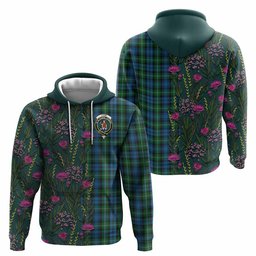 ScotsTee Shop Scottish Lyon Family Crest Tartan Hoodie Scottish Thistle Flower Half Style