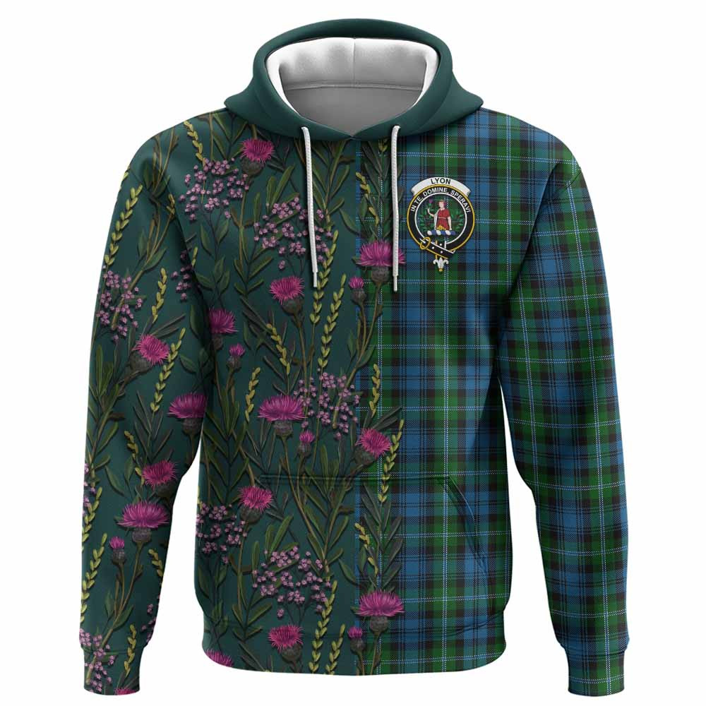 ScotsTee Shop Scottish Lyon Family Crest Tartan Hoodie Scottish Thistle Flower Half Style
