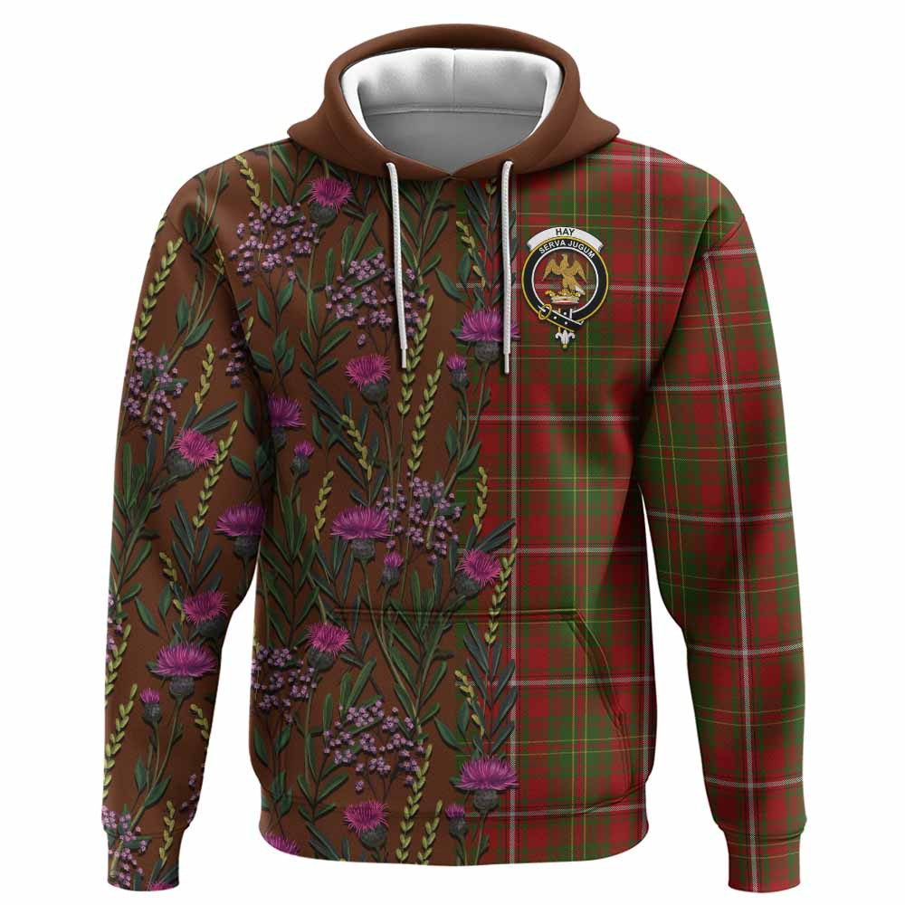 ScotsTee Shop Scottish Hay Family Crest Tartan Hoodie Scottish Thistle Flower Half Style