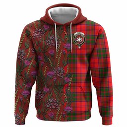 ScotsTee Shop Scottish Heron Family Crest Tartan Hoodie Scottish Thistle Flower Half Style