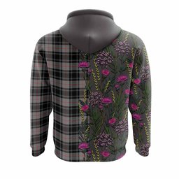 ScotsTee Shop Scottish Moffat Family Crest Tartan Hoodie Scottish Thistle Flower Half Style