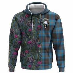 ScotsTee Shop Scottish Horsburgh Family Crest Tartan Hoodie Scottish Thistle Flower Half Style
