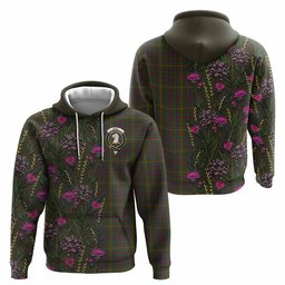 ScotsTee Shop Scottish Hall Family Crest Tartan Hoodie Scottish Thistle Flower Half Style