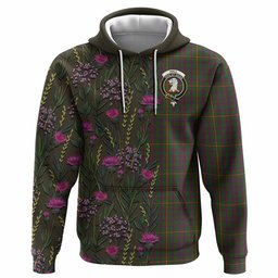 ScotsTee Shop Scottish Hall Family Crest Tartan Hoodie Scottish Thistle Flower Half Style