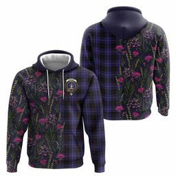 ScotsTee Shop Scottish Dunlop Family Crest Tartan Hoodie Scottish Thistle Flower Half Style