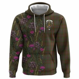 ScotsTee Shop Scottish Gray Family Crest Tartan Hoodie Scottish Thistle Flower Half Style