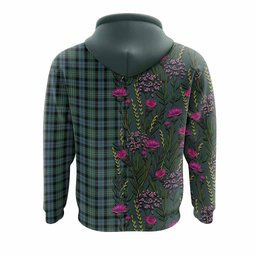 ScotsTee Shop Scottish Melville Family Crest Tartan Hoodie Scottish Thistle Flower Half Style