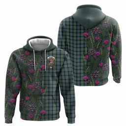 ScotsTee Shop Scottish Melville Family Crest Tartan Hoodie Scottish Thistle Flower Half Style