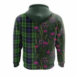 ScotsTee Shop Scottish McKellar Family Crest Tartan Hoodie Scottish Thistle Flower Half Style