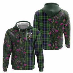 ScotsTee Shop Scottish McKellar Family Crest Tartan Hoodie Scottish Thistle Flower Half Style