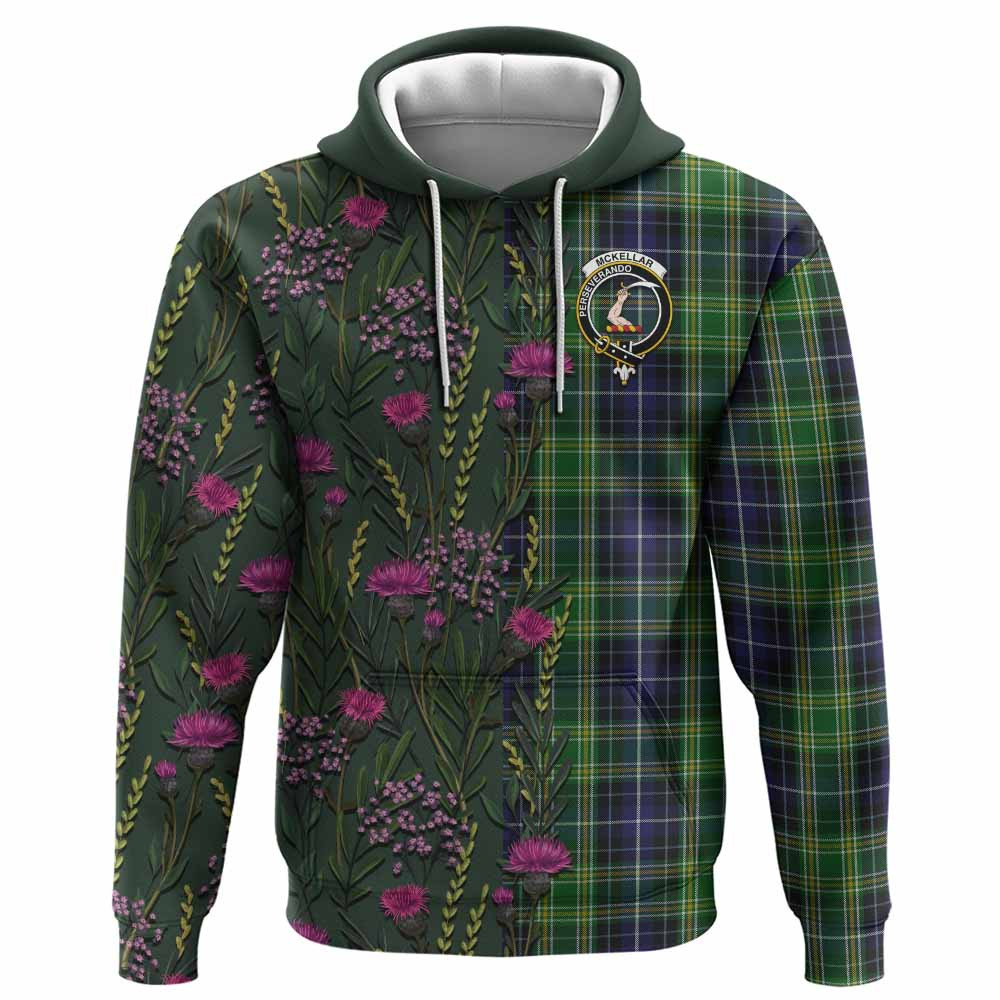 ScotsTee Shop Scottish McKellar Family Crest Tartan Hoodie Scottish Thistle Flower Half Style