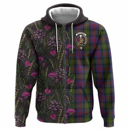 ScotsTee Shop Scottish MacLennan (McLennan) Family Crest Tartan Hoodie Scottish Thistle Flower Half Style
