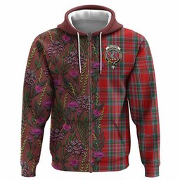ScotsTee Shop Scottish MacBean (MacBain) Family Crest Tartan Hoodie Scottish Thistle Flower Half Style