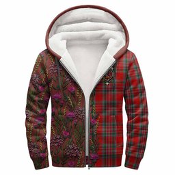 ScotsTee Shop Scottish MacBean (MacBain) Family Crest Tartan Hoodie Scottish Thistle Flower Half Style