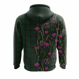 ScotsTee Shop Scottish MacAlpine (MacAlpin) Family Crest Tartan Hoodie Scottish Thistle Flower Half Style