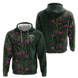 ScotsTee Shop Scottish MacAlpine (MacAlpin) Family Crest Tartan Hoodie Scottish Thistle Flower Half Style