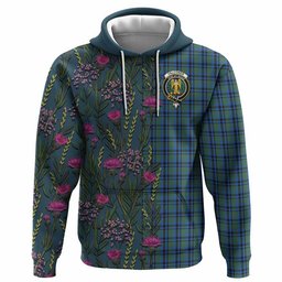 ScotsTee Shop Scottish Falconer Family Crest Tartan Hoodie Scottish Thistle Flower Half Style