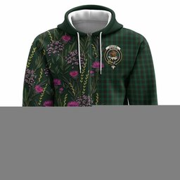 ScotsTee Shop Scottish Graham Family Crest Tartan Hoodie Scottish Thistle Flower Half Style